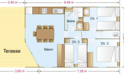 Le Chalet Jersey 3 chambres, camping avec club enfants et parc aquatique