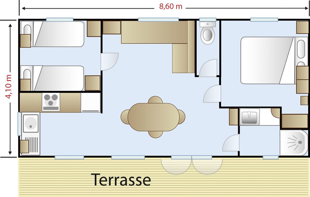 Plan Mobil-home 2 chambres Premium