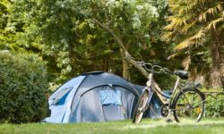 Standaard campingplaats voor tent en caravan in de kasteeltuin