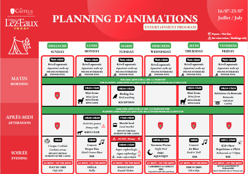 planning animation lez eaux 17 juillet