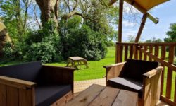 Glamping tent, family holiday lodge close to Granville